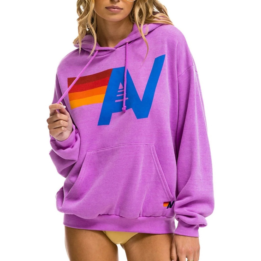 Aviator Nation Lavender Sweatsuit with Rainbow Graphic